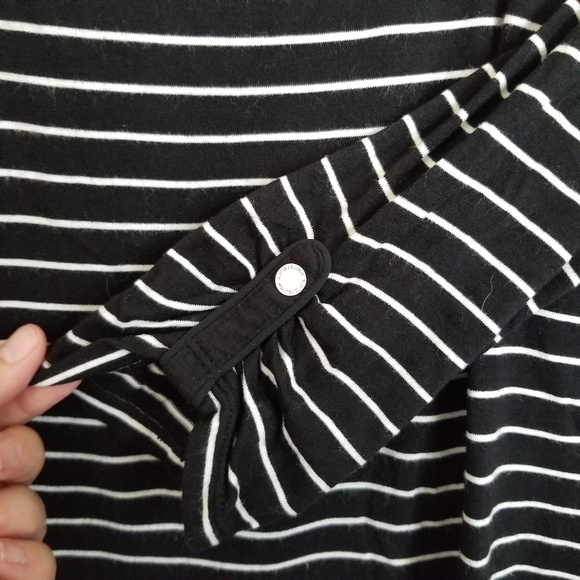 WHBM Black/White Striped Scoop Neck Top Sz Small - Picture 5 of 8